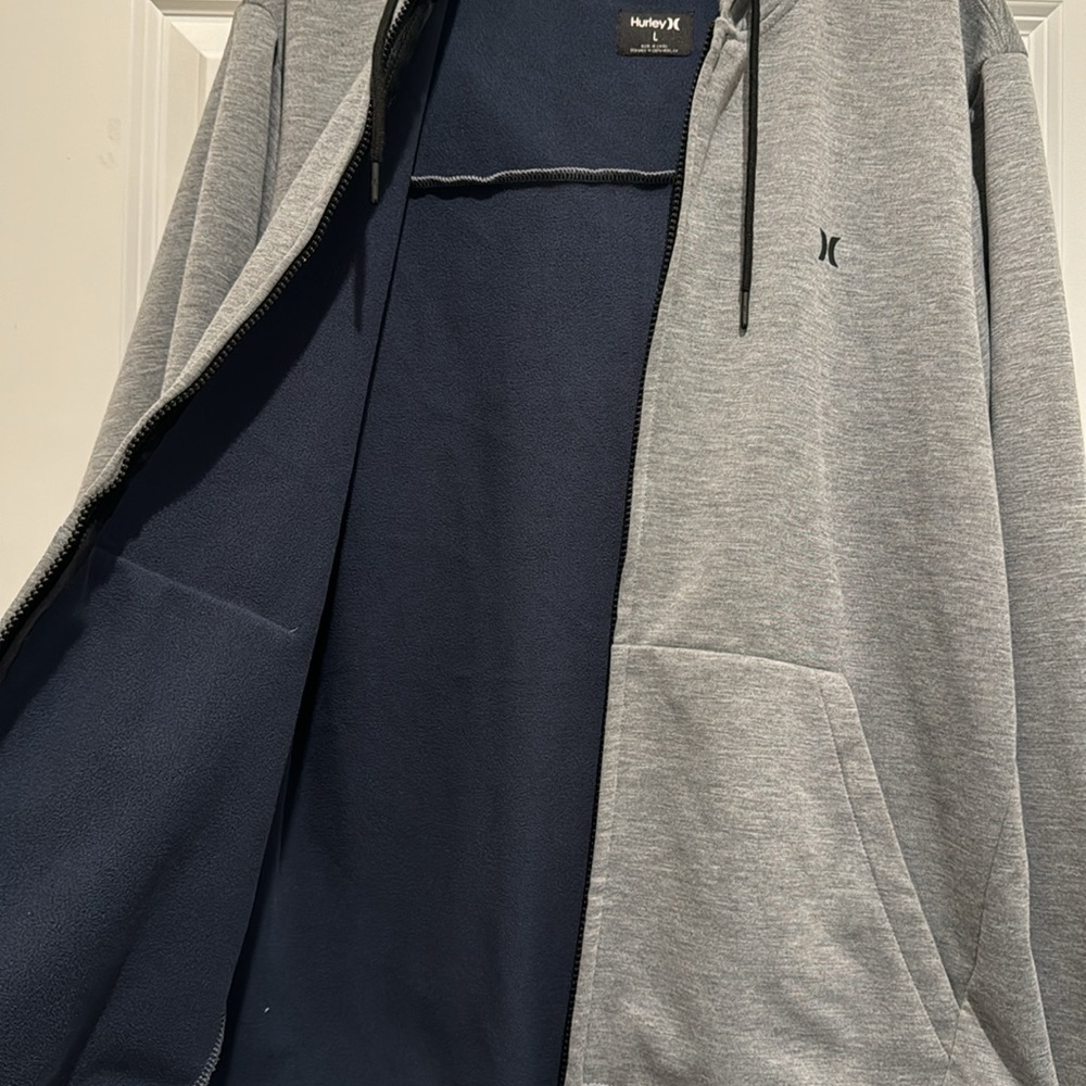 Hurley Zip Up Jacket - Gray‎ - Size Large - Picture 6 of 7